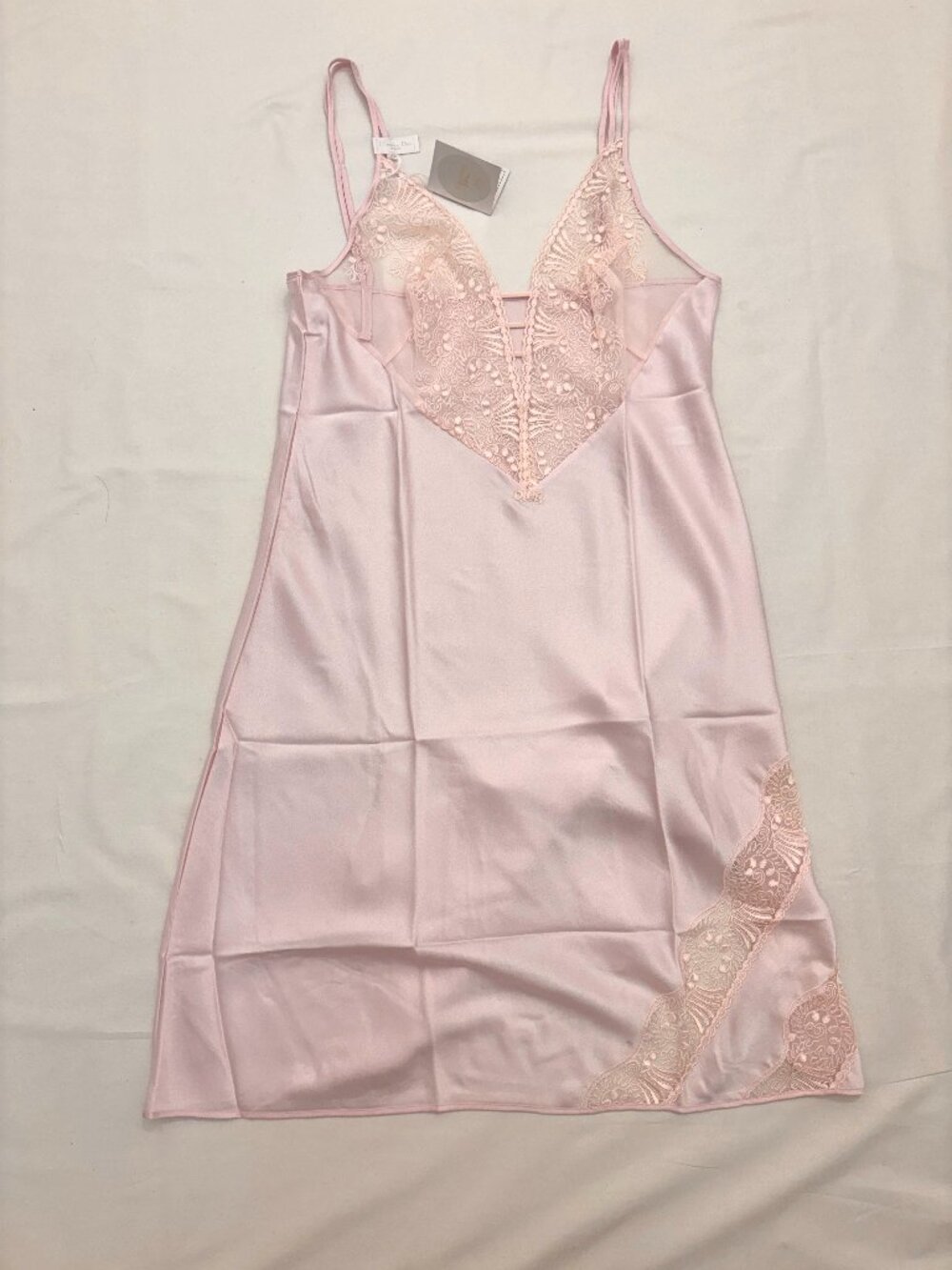 NWT Vintage Christian Dior Lingerie Pink Satin Slip Dress